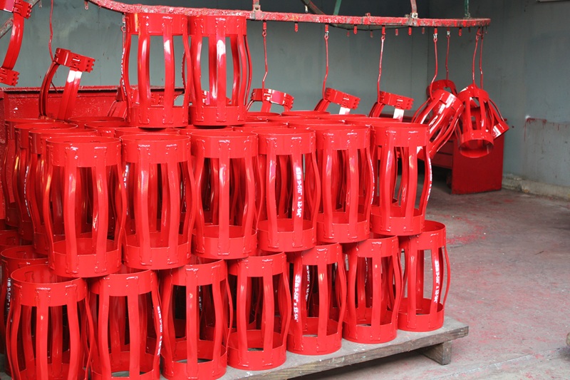 Bow-spring casing centralizers manufactured for oil and gas well drilling to improve casing centralization during cementing.