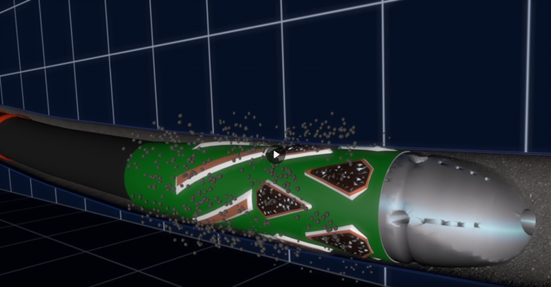 3D illustration of a casing reamer shoe enlarging the wellbore while guiding casing during drilling operations.